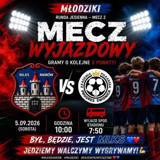 Młodzicy MLKS Radków zagrają na wyjeździe z AP Progres Świdnica