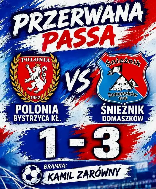 Polonia Bystrzyca Kłodzka przegrywa z LZS Śnieżnik Domaszków 1:3