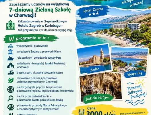 Zielona szkoła w Chorwacji – 7 dni nad Adriatykiem dla uczniów