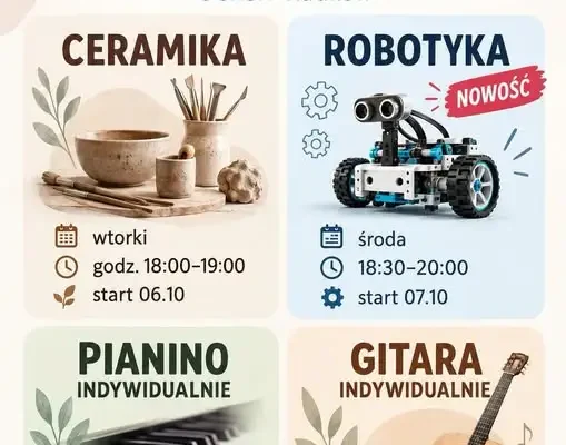 GCKSiT Radków zaprasza dorosłych na nowe sekcje: ceramika, robotyka, pianino i gitara