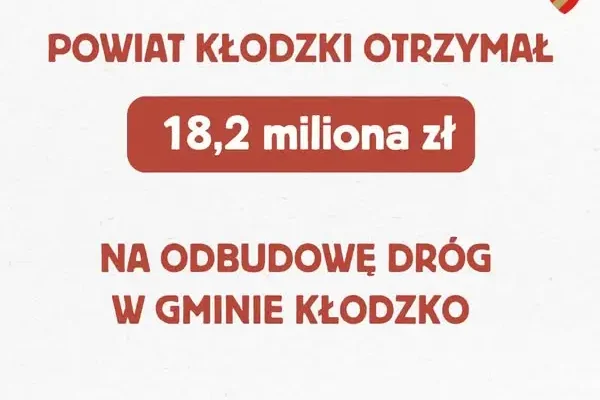 Powiat Kłodzki z 18,2 mln zł na odbudowę dróg po powodzi z 2024 roku