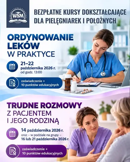 Bezpłatne kursy dla pielęgniarek i położnych w Kłodzku – październik 2026