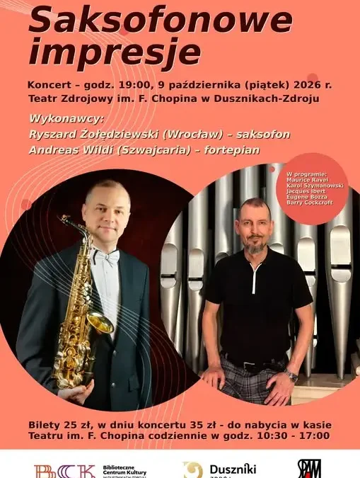 Saksofonowe impresje w Dusznikach-Zdroju – koncert już 9 października
