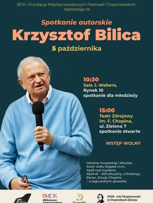Krzysztof Bilica w Dusznikach-Zdroju: spotkania autorskie już 5 października