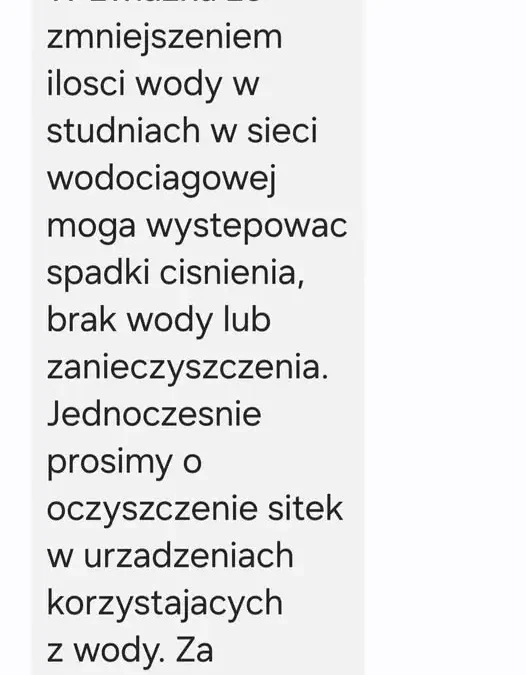 Międzylesie: możliwe spadki ciśnienia i braki wody w sieci wodociągowej