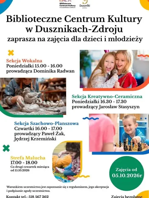 Duszniki-Zdrój: startują popołudniowe zajęcia twórcze dla mieszkańców