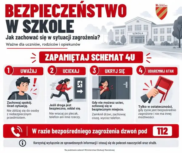 Zasada 4U: jak zareagować, gdy w szkole pojawi się napastnik? Poradnik MEN