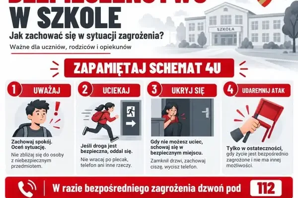 Jak zachować się, gdy w szkole pojawi się napastnik? Zasada 4U może uratować życie