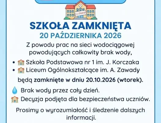 Lądek-Zdrój: szkoły zamknięte 20 października z powodu braku wody