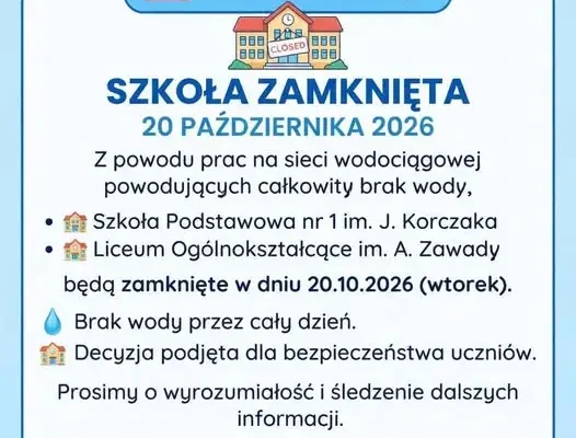 Lądek-Zdrój: szkoły zamknięte 20 października z powodu braku wody