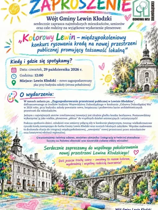 Kolorowy Lewin Kłodzki – międzypokoleniowy konkurs rysowania kredą na nowym placu
