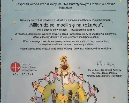 Lewin Kłodzki: szkoła po raz kolejny włączyła się w kampanię „Milion dzieci modli się na różańcu”
