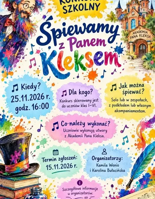 Konkurs „Śpiewamy z Panem Kleksem” – zapisz się do 15 listopada!