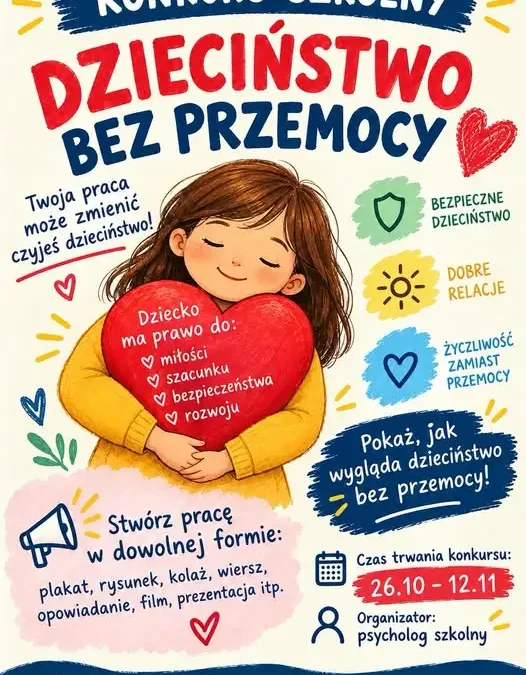 Konkurs „Życzliwość zamiast przemocy” – psycholog szkolny zaprasza do udziału