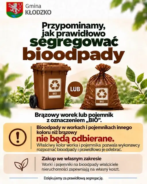 Bioodpady tylko w brązowych workach – gmina przypomina o zasadach segregacji